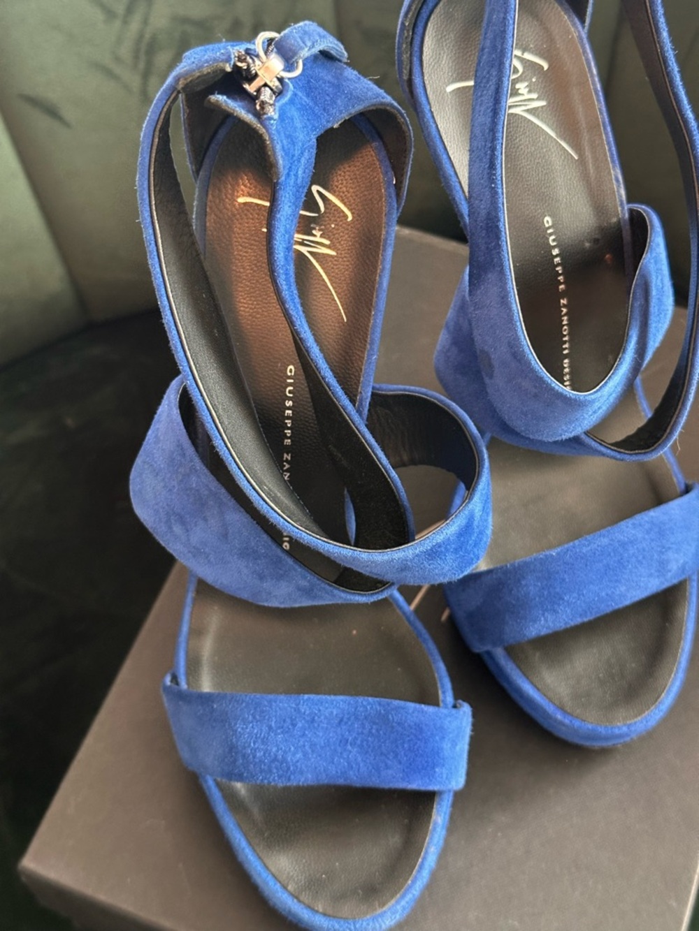 Giuseppe Zanotti Cobalt Blue Suede Platform Sandals - Picture 2 of 13
